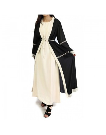 Robe longue sobre ample évasée pour femme - Marque Amelis Paris - Couleur crème 