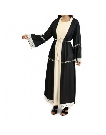 Robe longue sobre ample évasée pour femme - Marque Amelis Paris - Couleur crème 