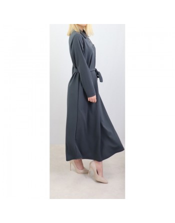 Robe longue fermeture zip avec ceinture pour femme (Taille standard) - Vieux rose 