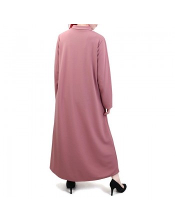 Robe longue fermeture zip avec ceinture pour femme (Taille standard) - Vieux rose 
