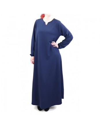 Robe sobre évasée col V pour femme - Marque Amelis Paris - Couleur bleue marine 
