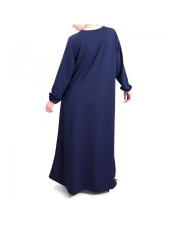 Robe sobre évasée col V pour femme - Marque Amelis Paris - Couleur bleue marine 