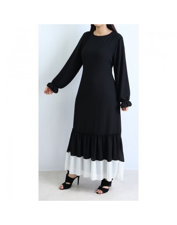 Robe en crêpe fluide avec ceinture - Couleur noire 