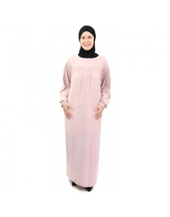 Robe longue et ample entièrement doublée avec ceinture - Couleur rose clair 