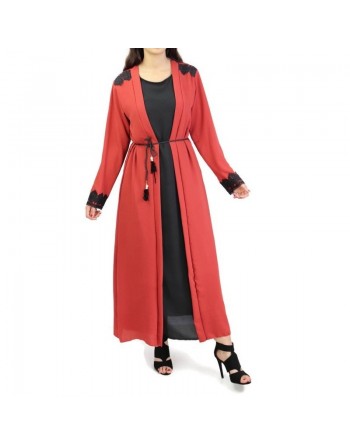 Robe longue noire avec kimono intégré - Plusieurs couleurs disponibles (appelé aussi "Kabaya" : Kimono avec Abaya intégrée po...