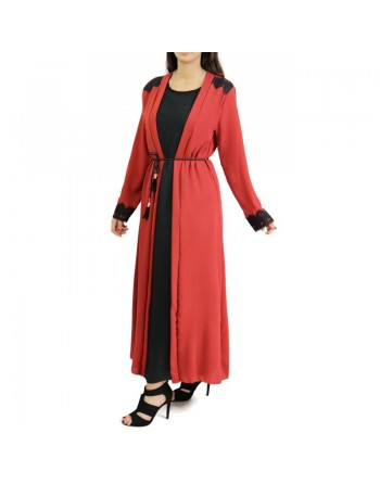 Robe longue noire avec kimono intégré - Plusieurs couleurs disponibles (appelé aussi "Kabaya" : Kimono avec Abaya intégrée po...
