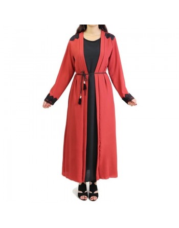 Robe longue noire avec kimono intégré - Plusieurs couleurs disponibles (appelé aussi "Kabaya" : Kimono avec Abaya intégrée po...