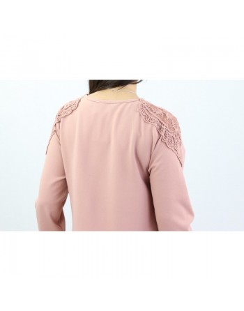 Robe maxi-longue évasée avec poches et broderies de couleur Rose pale - Marque Amelis pour femme 