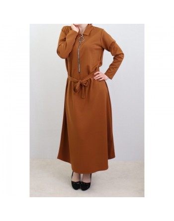 Robe longue fermeture zip avec ceinture pour femme (Taille Standard) - Plusieurs couleurs disponibles 