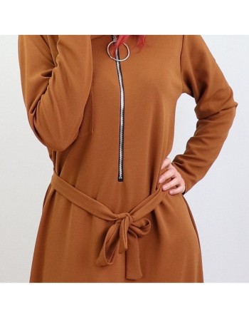 Robe longue fermeture zip avec ceinture pour femme (Taille Standard) - Plusieurs couleurs disponibles 