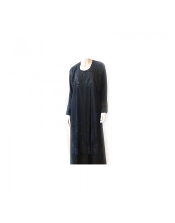 Abaya noire "Dubai" décorée de strass noires avec foulard assorti 