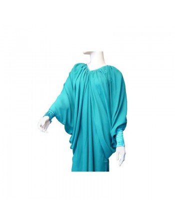 Robe Abaya modèle papillon pour femme - Taille standard - Couleur vert émeraude 
