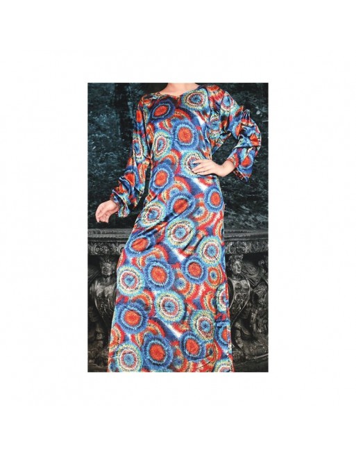 Robe orientale d'été avec motifs fleuris circulaires Robe orientale d'été avec motifs fleuris circulaires
