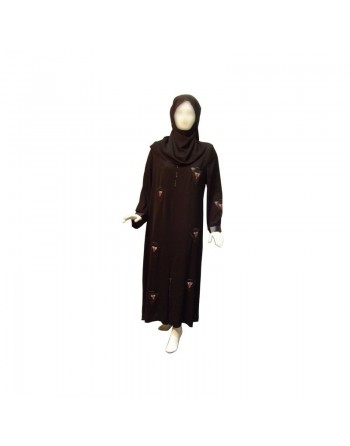 Abaya noire Hakima avec son écharpe 
