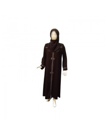 Abaya noire brodée argent "Kalthoum" 