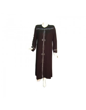 Abaya noire brodée argent "Kalthoum" 