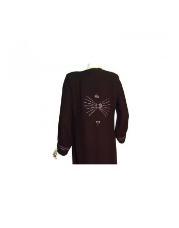 Abaya noire brodée argent "Kalthoum" 