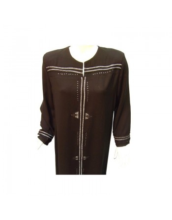 Abaya noire brodée argent "Kalthoum" 