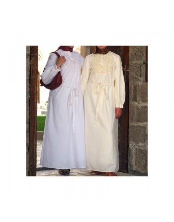 Robe 100% coton avec ceinture et de fins jabots - Belted Ruffle Trim Dress [wD6901] 