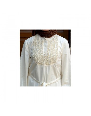 Robe 100% coton avec ceinture et de fins jabots - Belted Ruffle Trim Dress [wD6901] 