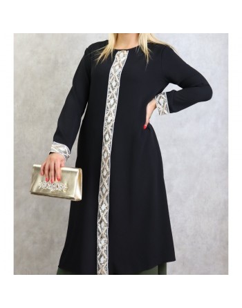 Tunique à manches longues avec strass - Couleur Noire 