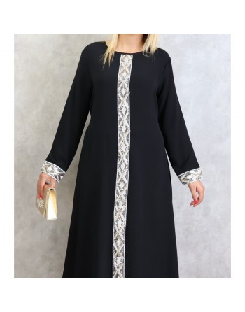 Tunique à manches longues avec strass - Couleur Noire 