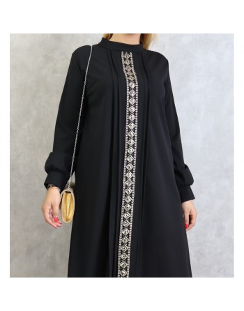 Tunique avec décoration dorée pailletée - Taille Unique - Couleur Noire 