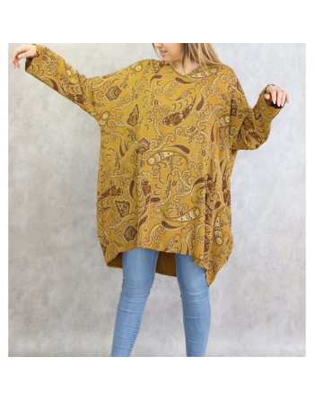 Tunique en viscose avec motifs cachemire pour femme (Plusieurs couleurs disponibles) 