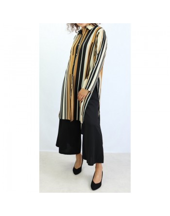 Chemise longue à manches à rayures - Plusieurs couleurs disponibles 