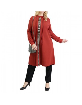 Tunique avec décoration dorée pailletée - Taille Unique - Couleur Rouille 