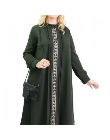 Tunique avec décoration dorée pailletée - Taille Unique - Couleur Vert kaki 