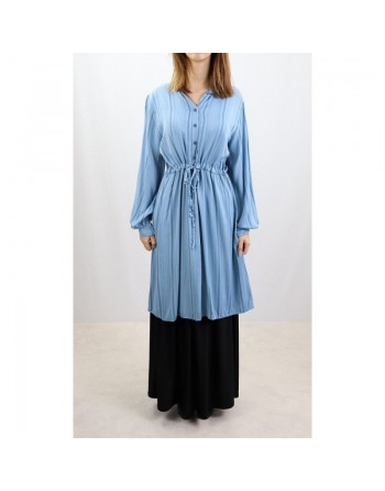 Tunique à rayures en viscose - Taille Unique - Couleur Bleu 