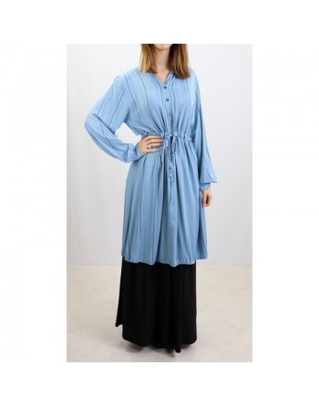 Tunique à rayures en viscose - Taille Unique - Couleur Bleu 