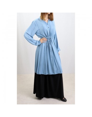 Tunique à rayures en viscose - Taille Unique - Couleur Bleu 