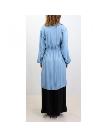 Tunique à rayures en viscose - Taille Unique - Couleur Bleu 