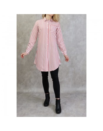 Chemise blanche à rayures de couleur Brique 