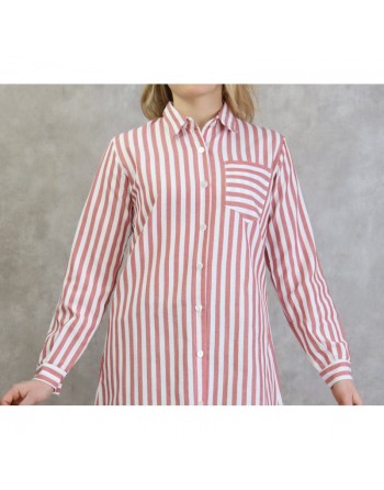 Chemise blanche à rayures de couleur Brique 