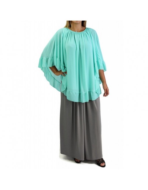 Ponchos Crochet Chauve-Souris - Couleur Vert d'eau Ponchos Crochet Chauve-Souris - Couleur Vert d'eau