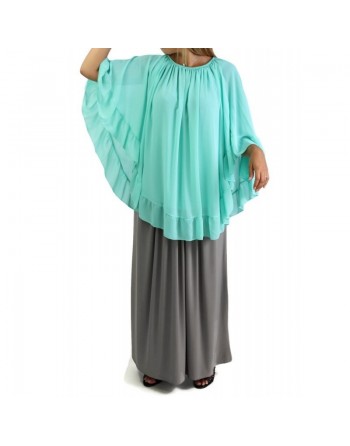 Ponchos Crochet Chauve-Souris - Couleur Vert d'eau 