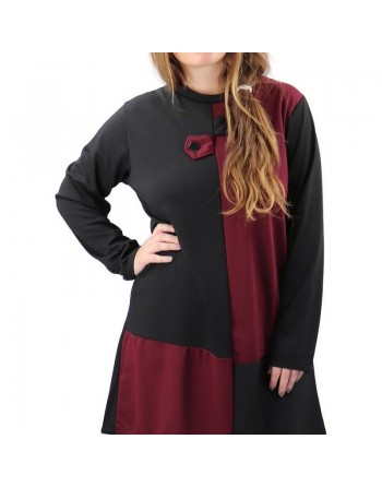 Tunique bicolore noir et bordeaux 