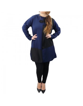 Tunique bicolore noir et bleu 