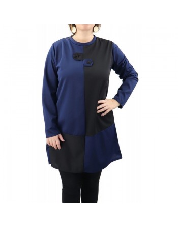 Tunique bicolore noir et bleu 