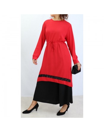 Tunique en crêpe avec strass noirs (Plusieurs couleurs de tuniques disponibles) - Tuniques tendance pour femmes 