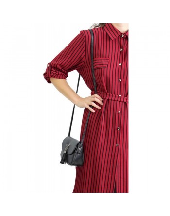 Chemise longue de couleur Bordeaux à rayures noires 