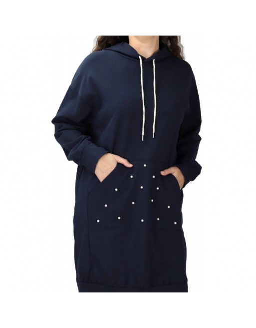 Sweat long perlé pour femme - Couleur Bleu marine Sweat long perlé pour femme - Couleur Bleu marine