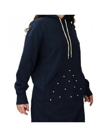 Sweat long perlé pour femme - Couleur Bleu marine 