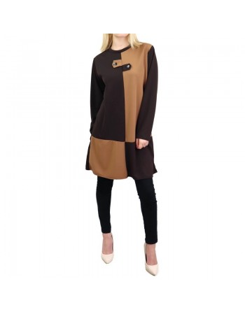 Tunique bicolore marron chocolat et caramel 
