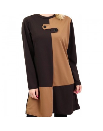 Tunique bicolore marron chocolat et caramel 
