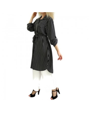 Chemise longue à rayures pour femme (Plusieurs couleurs disponibles) 