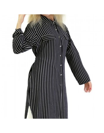 Chemise longue à rayures pour femme (Plusieurs couleurs disponibles) 